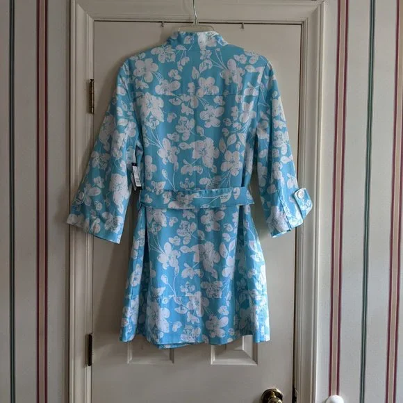 Madison Robin Egg Blue Floral "Trench" Coat NWT - Picture 4 of 16